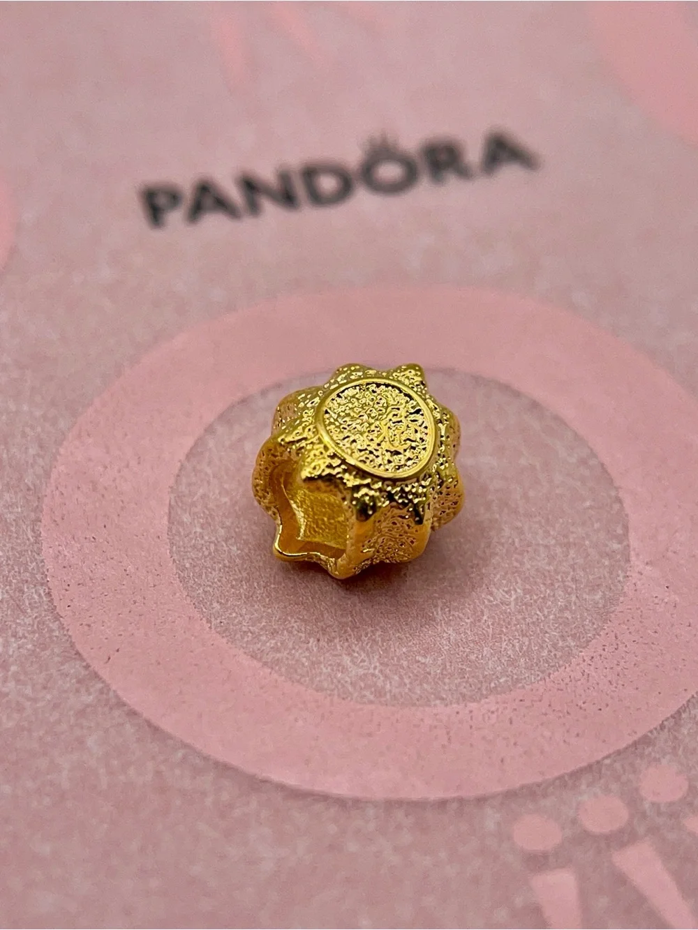 Pandora Gold Plated Textured Celestial Sun Mini Charm